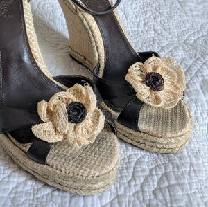 Charles David Brown Summer Wedge Sandals